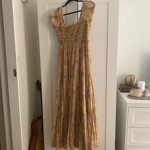 Boho Free People Maxi Puff Sleeve Dress